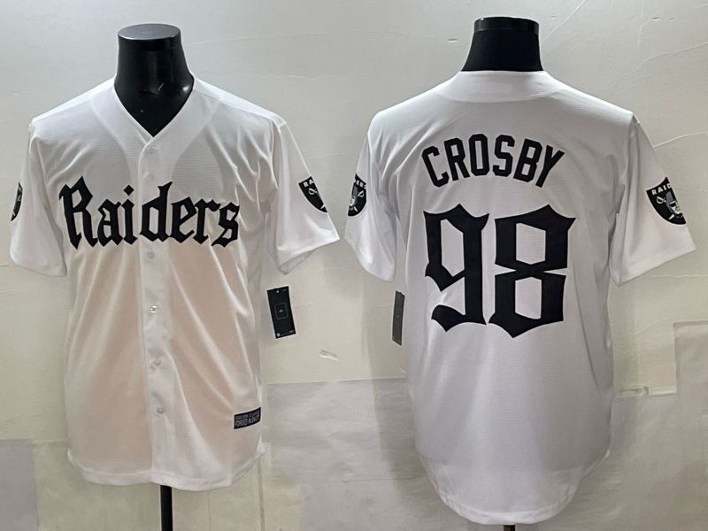 Men 2025 Oakland Raiders #98 Crosby white 6th generation Joint Name Nike Limited NFL Jersey style 01